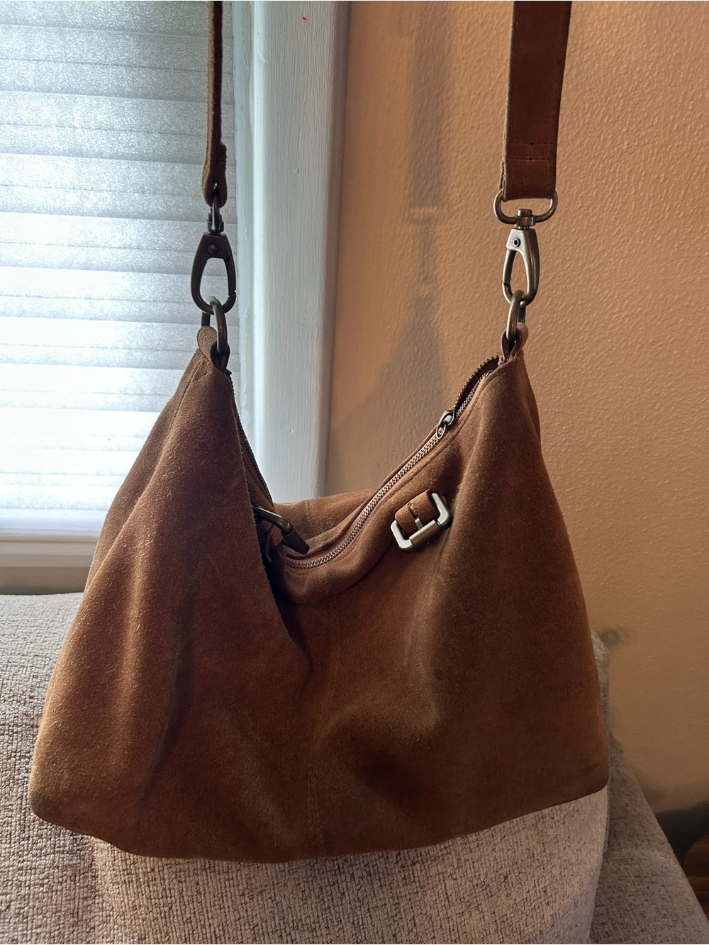 Urban Outfitters Brown Suede Hobo Shoulder Crossbody Bag